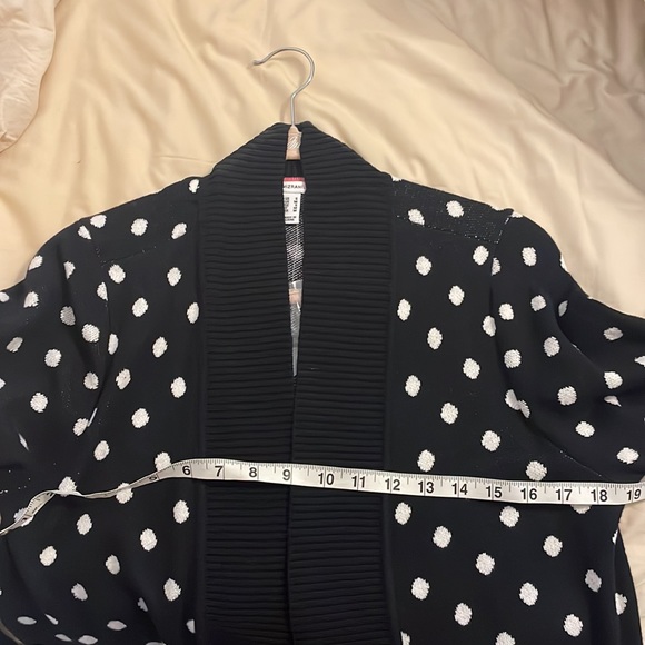 Isaac Mizrahi Live! B/W polka dot open front cardigan size S - Picture 7 of 8